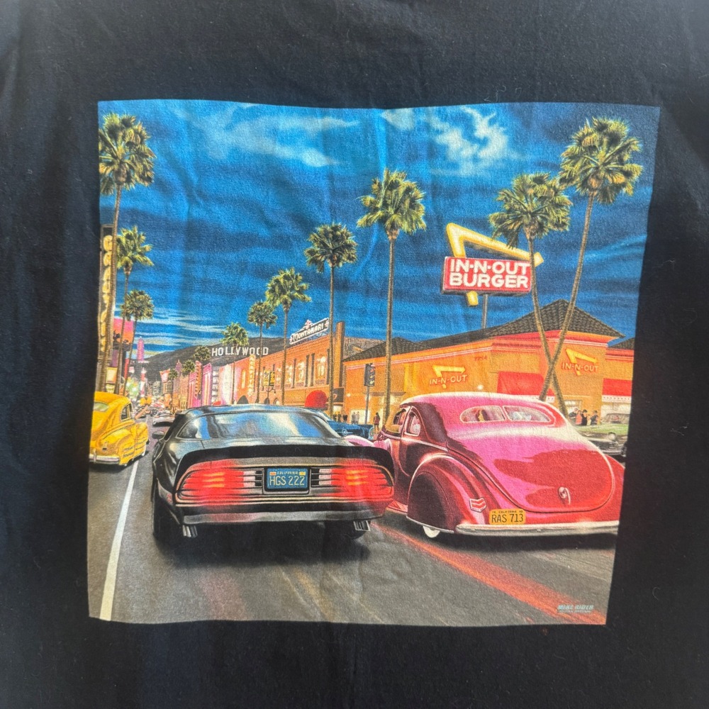 In-N-Out Burger Arizona Mens Black Graphic T-Shirt Large Hollywood Classic Cars - Picture 7 of 7
